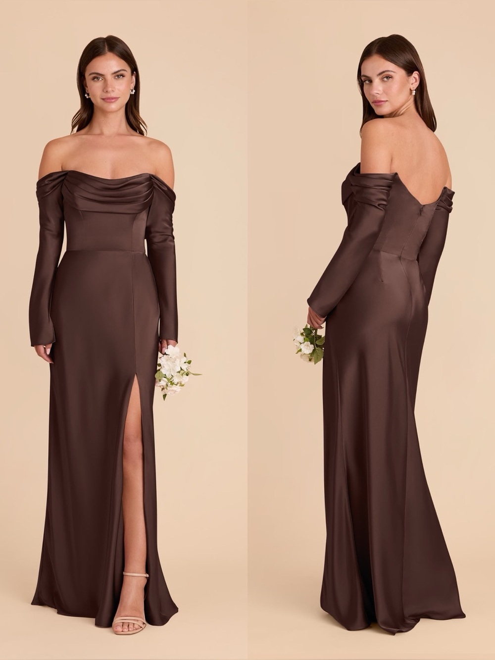 BIRDY GREY Maya Dress In Matte Satin Espresso